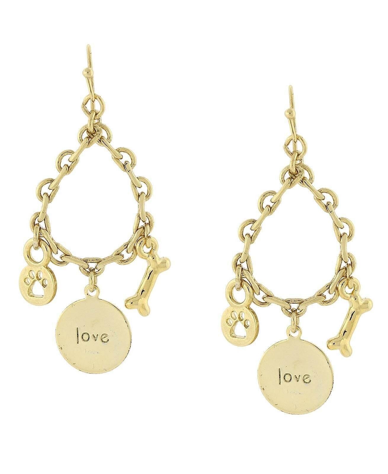 1928 Jewelry Live Love Rescue Hope Paw Bone Drop Earrings