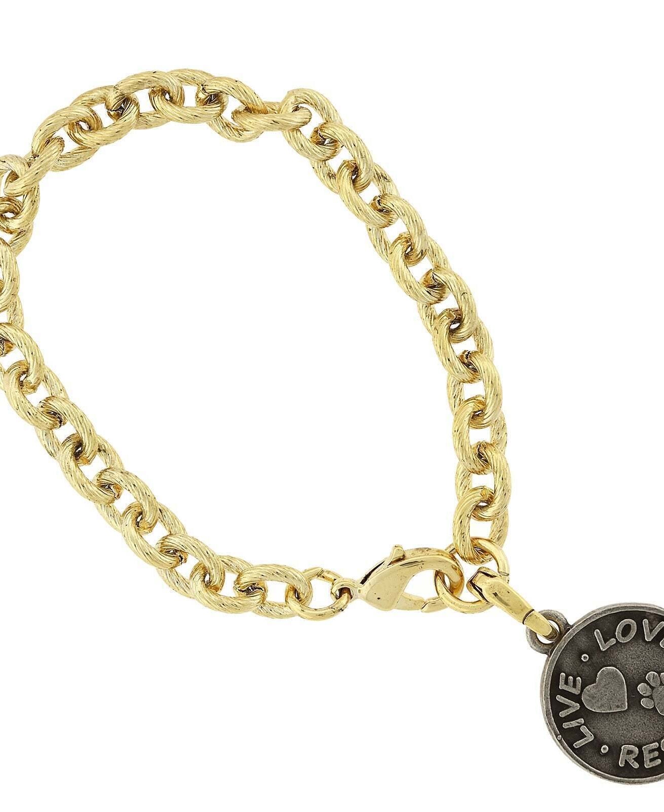 1928 Jewelry Link Chain Live Love Rescue Charm Pendant Bracelet