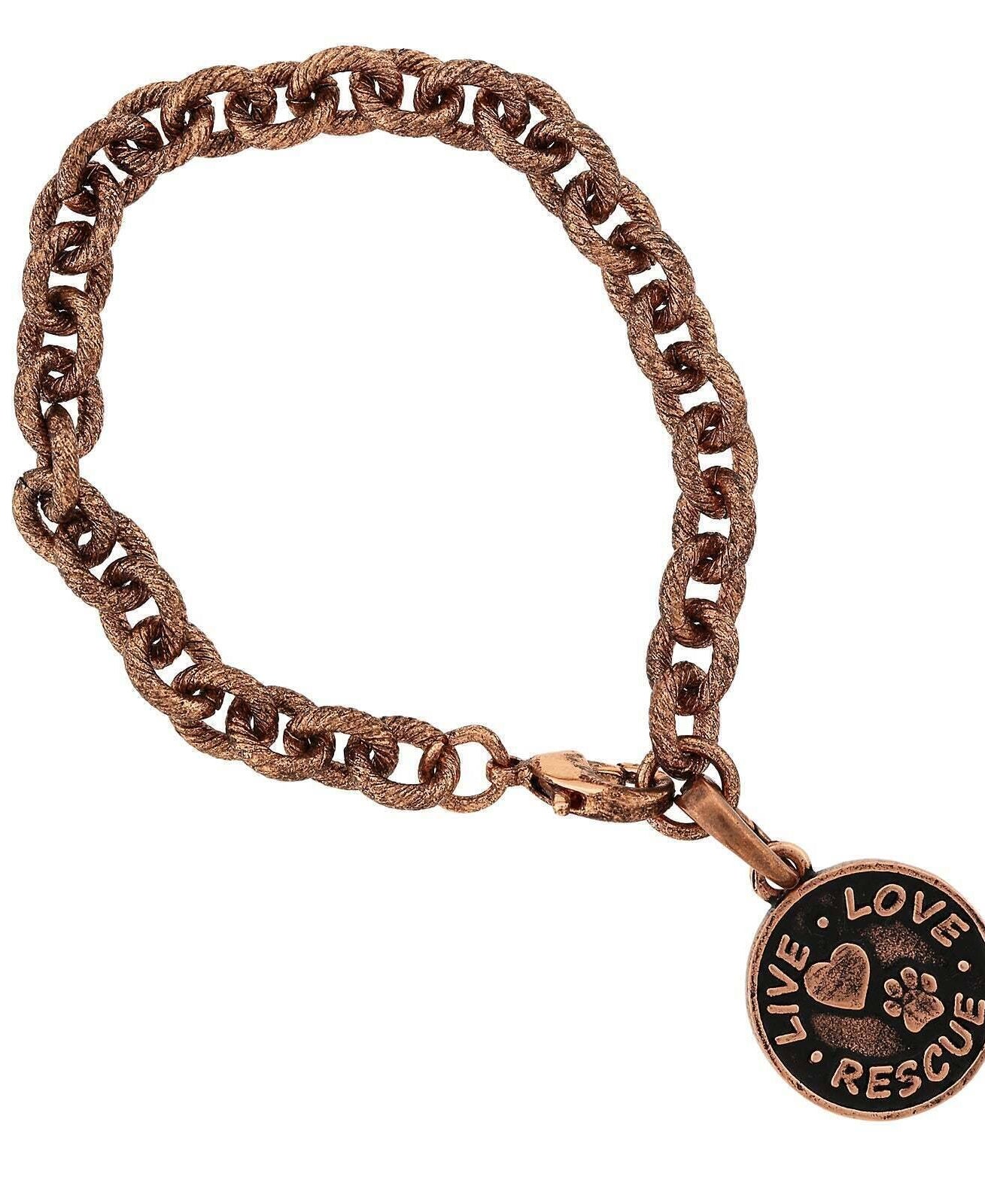 1928 Jewelry Link Chain Live Love Rescue Charm Pendant Bracelet