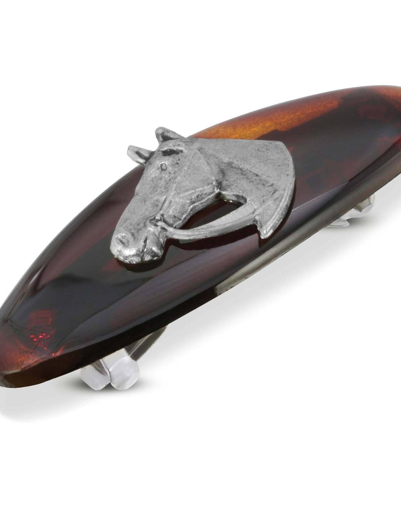 1928 Jewelry Brown Tortoise Horse Head Hair Barrette