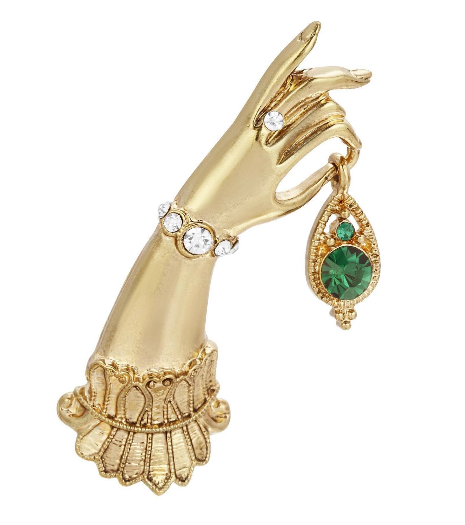 2028 Jewelry Belle Epoch Ladies Hand With Crystal Bracelet And Ring Crystal Drop Pin