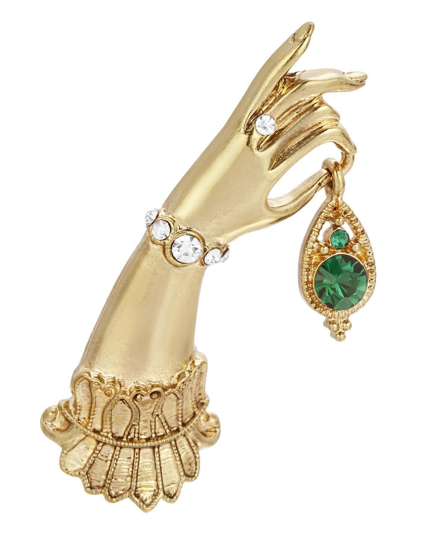 2028 Jewelry Belle Epoch Ladies Hand With Crystal Bracelet And Ring Crystal Drop Pin