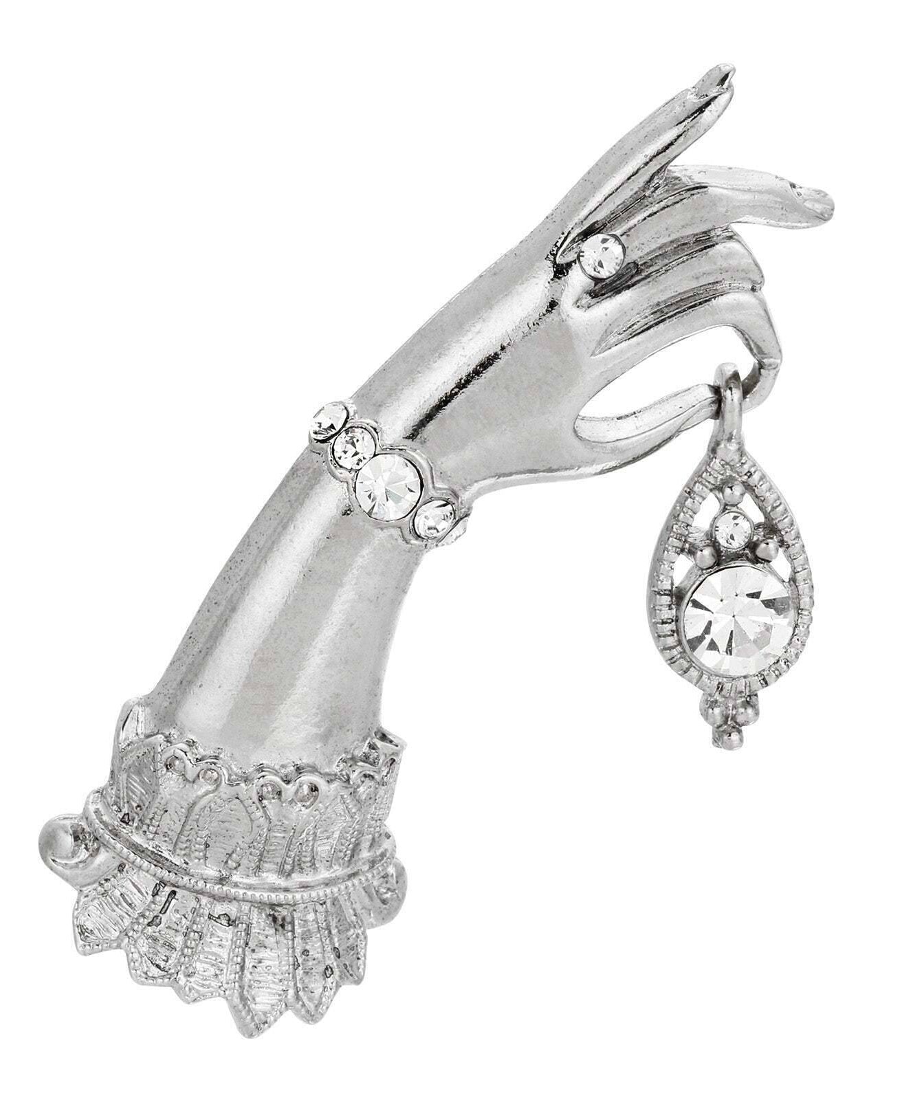2028 Jewelry Belle Epoch Ladies Hand With Crystal Bracelet And Ring Crystal Drop Pin