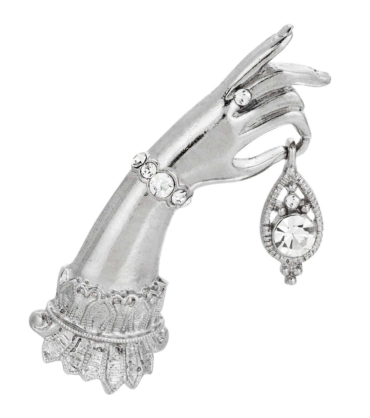 2028 Jewelry Belle Epoch Ladies Hand With Crystal Bracelet And Ring Crystal Drop Pin