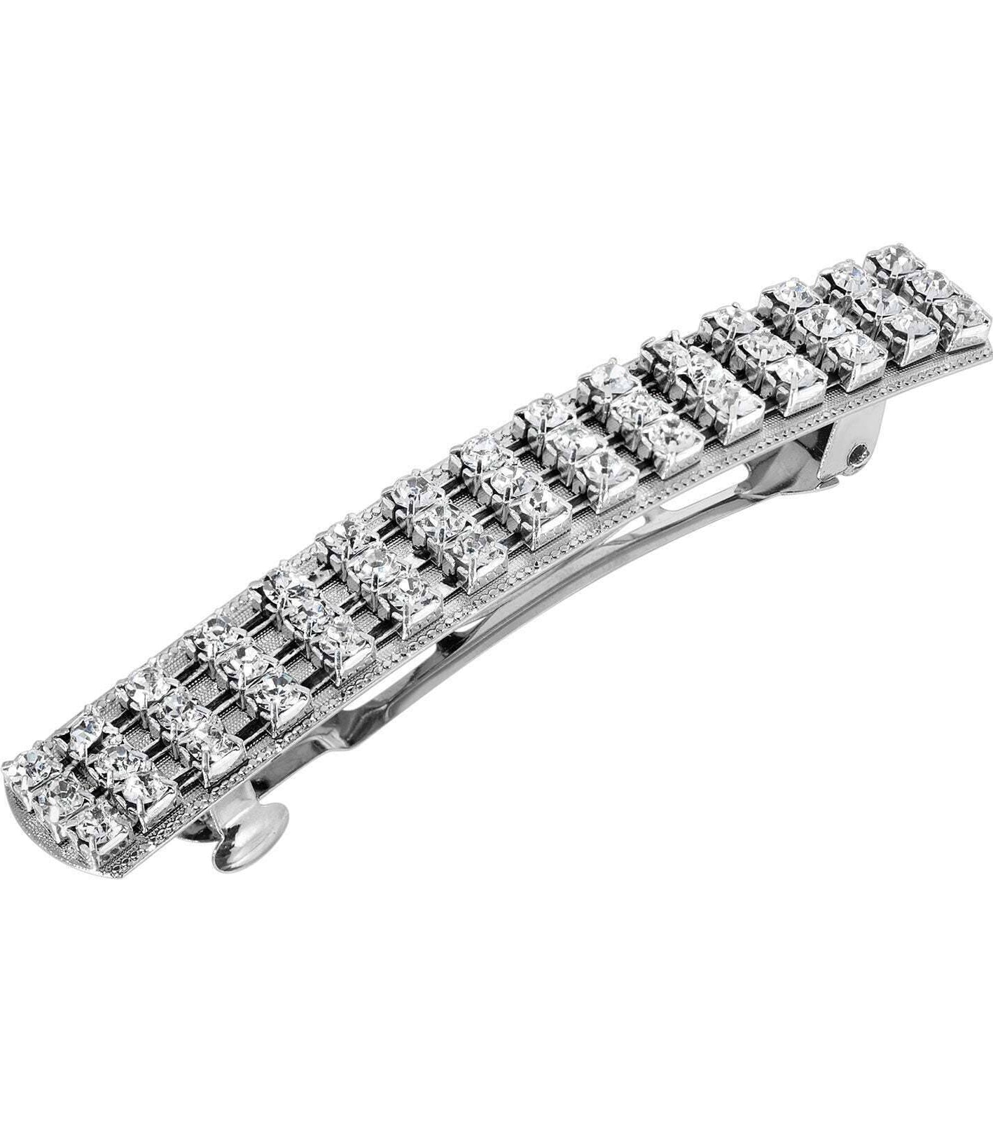 1928 Bridal Small Multi Clear Crystal Hair Barrette
