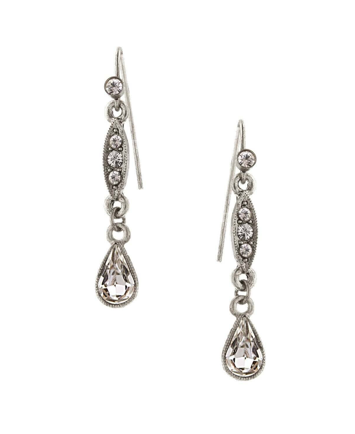 2028 Jewelry Crystal Linear Teardrop Earrings
