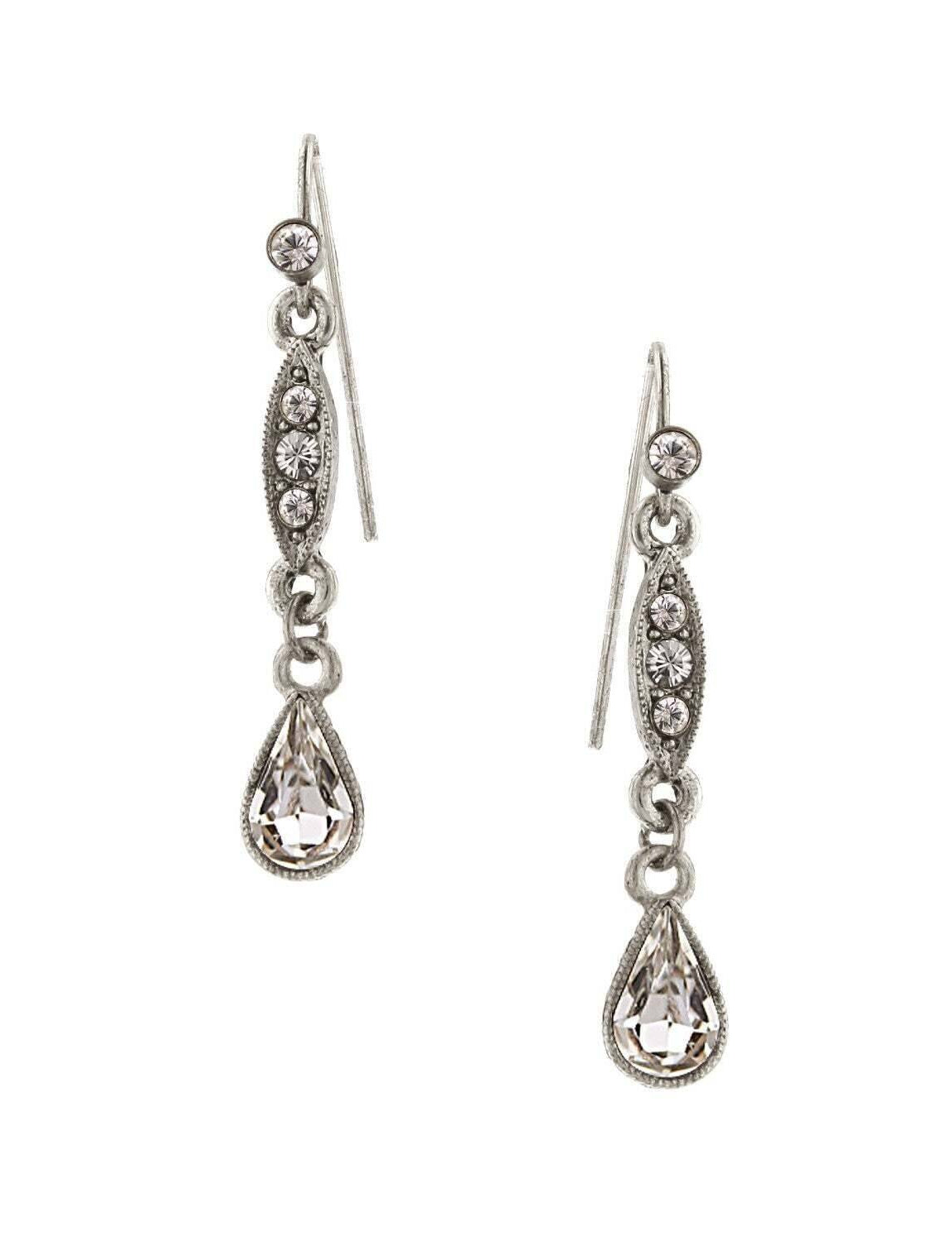 2028 Jewelry Crystal Linear Teardrop Earrings