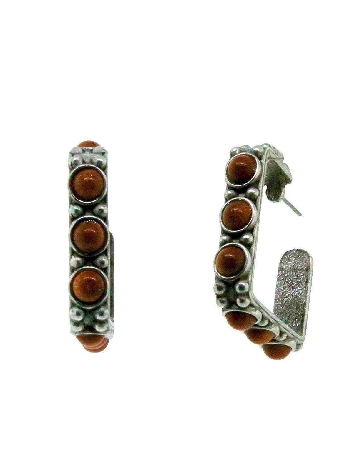 T.R.U. Pewter Genuine Sandstone Square Earrings