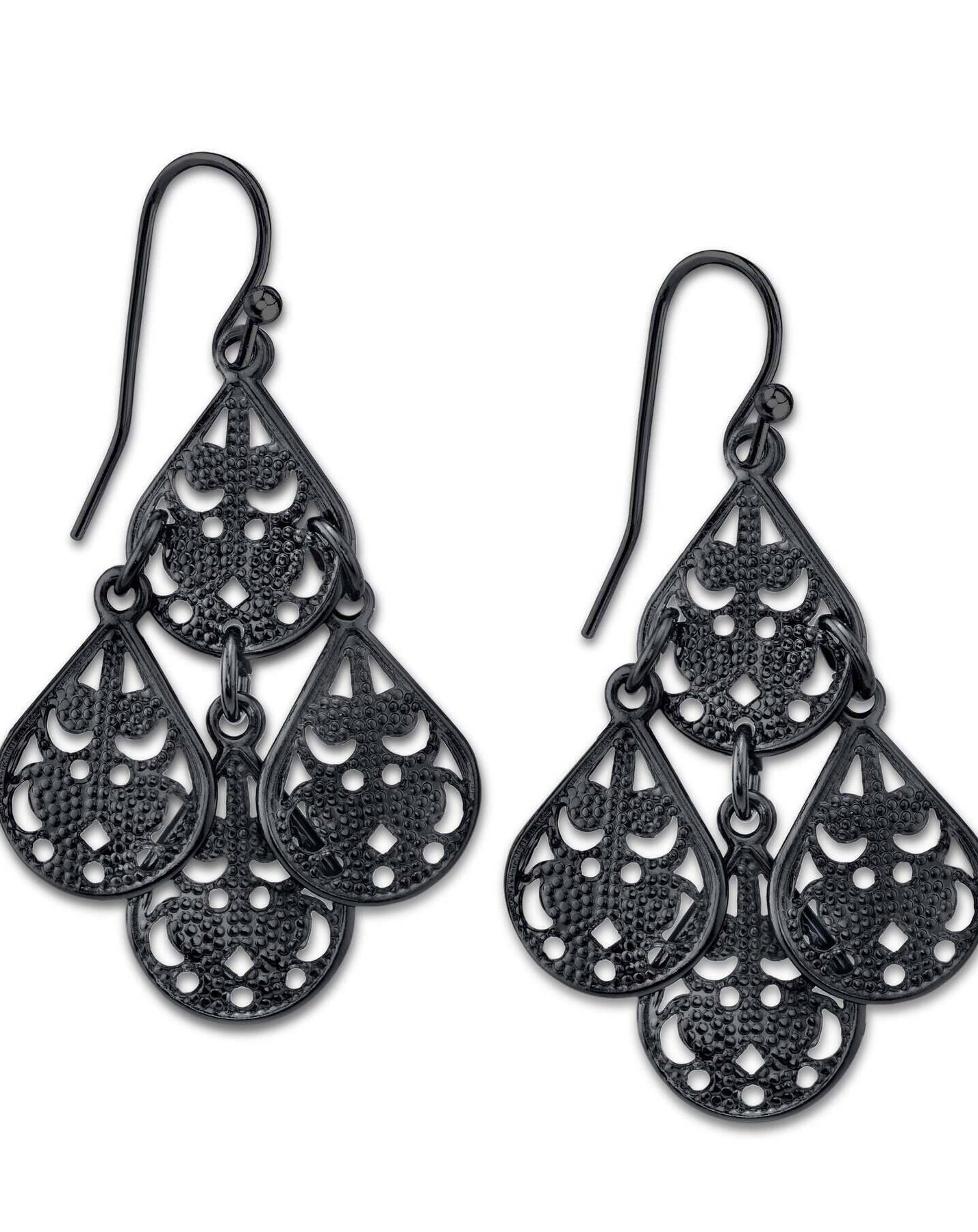 1928 Jewelry Filigree Teardrop Chandelier Earrings