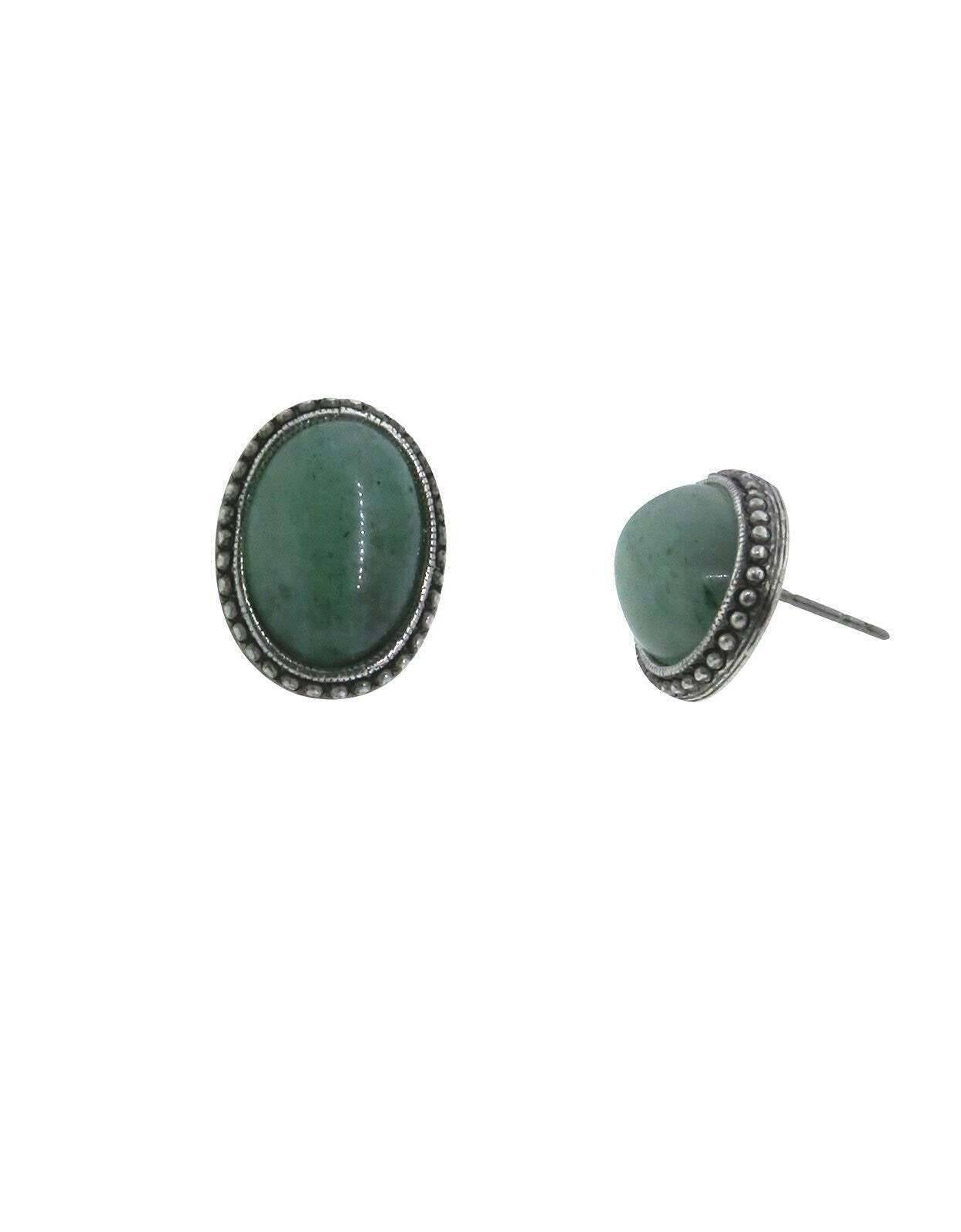 T.R.U. Antiqued Genuine Green Aventurine Post Earrings