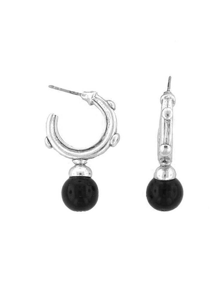 Antiquities Couture Black Drop Hoop Earrings