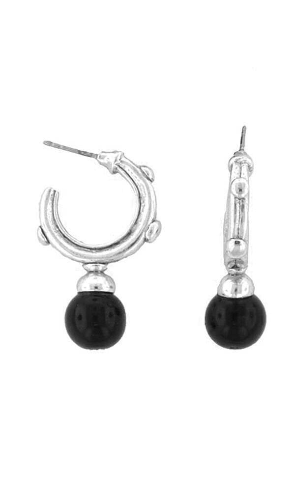 Antiquities Couture Black Drop Hoop Earrings