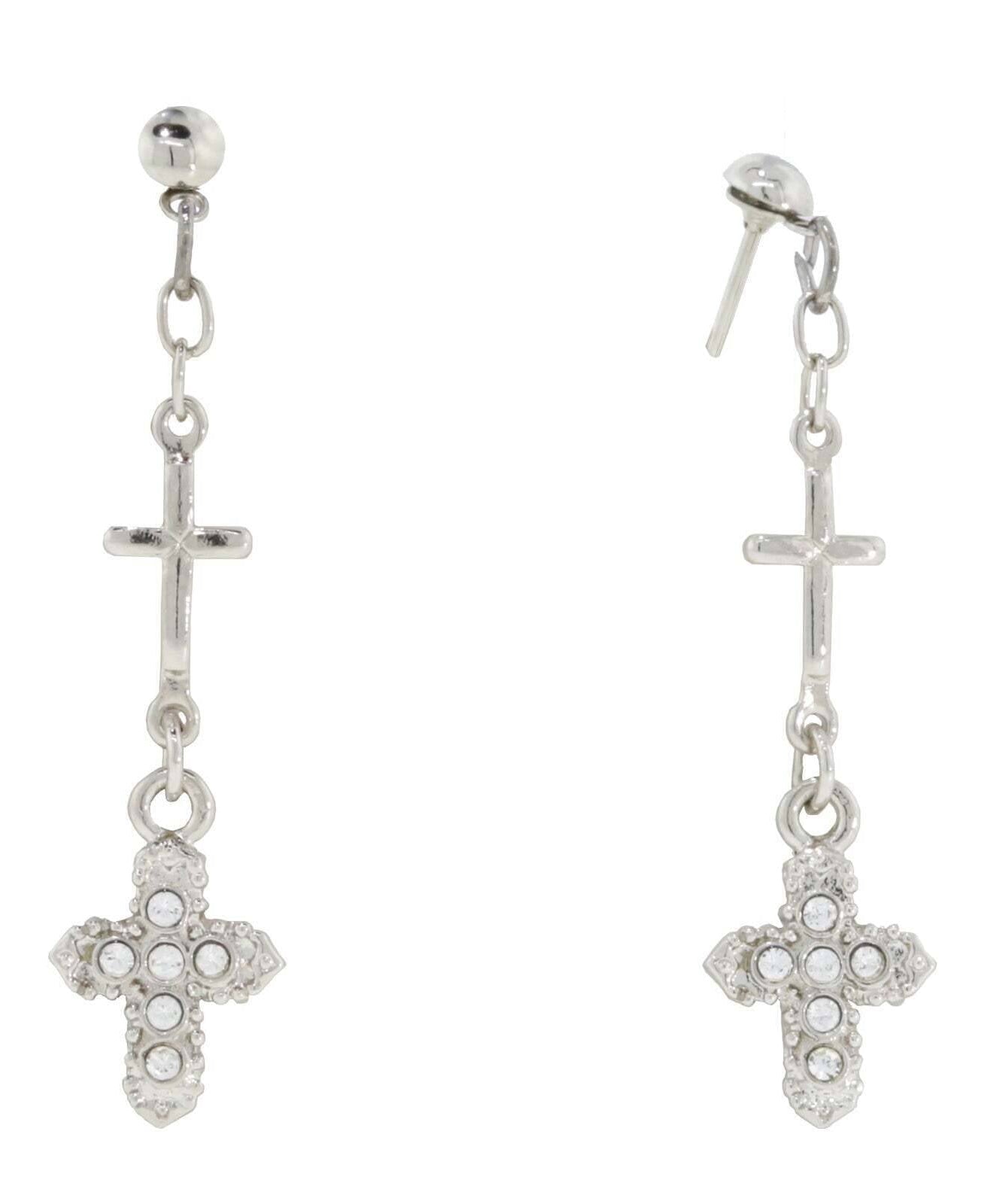 1928 Jewelry Multi Cross Crystal Drop Earrings