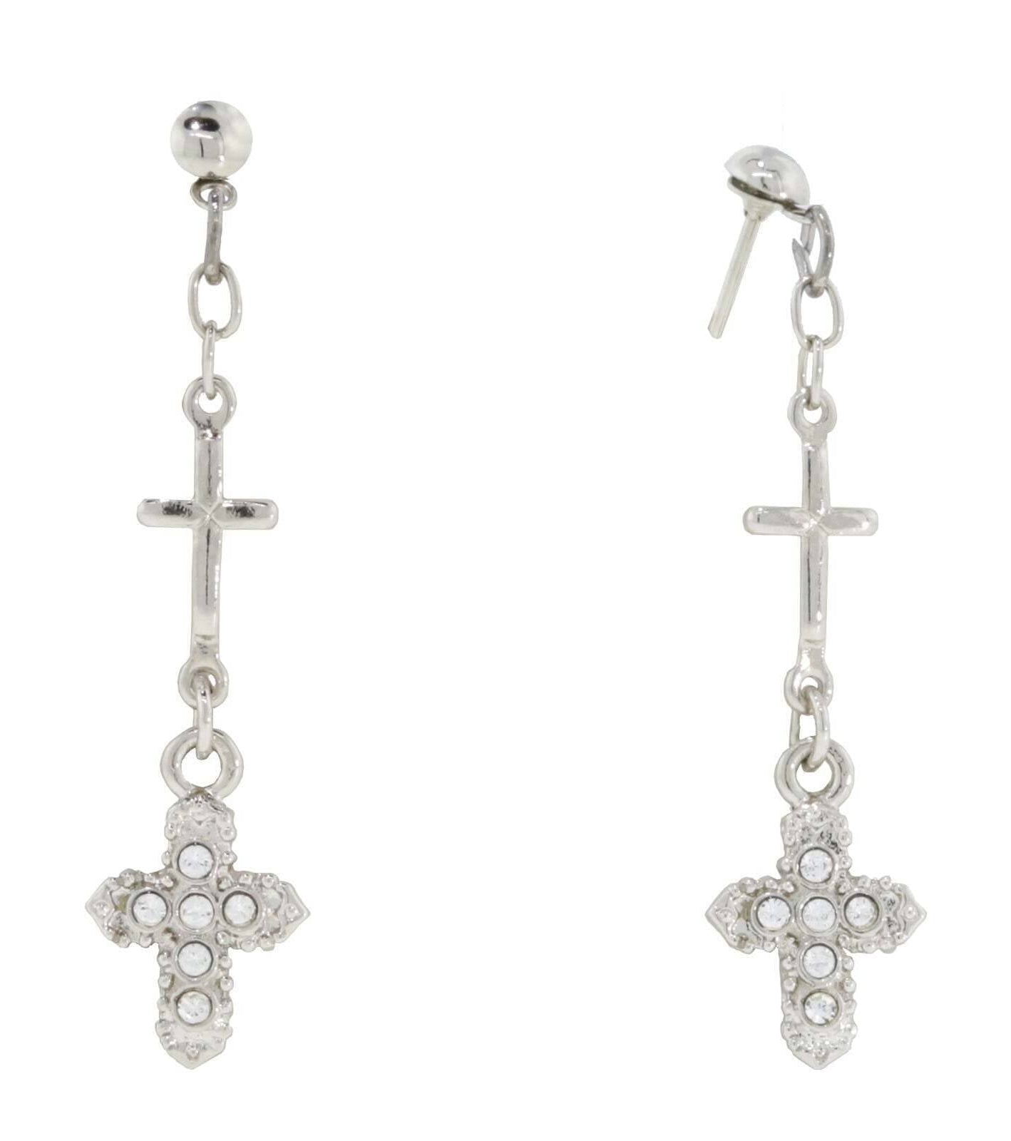 1928 Jewelry Multi Cross Crystal Drop Earrings