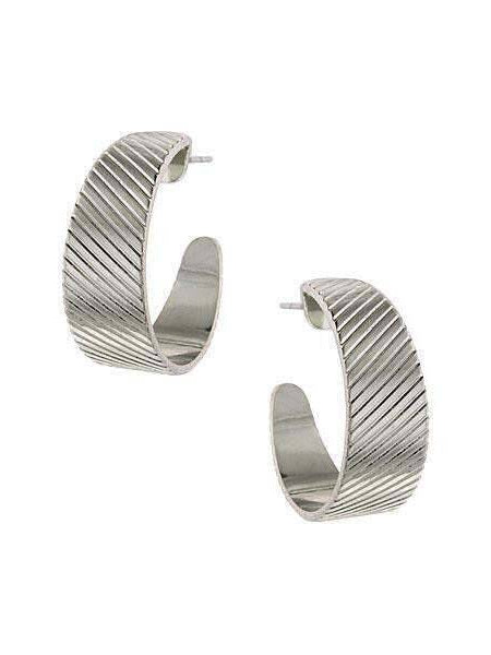 1928 Jewelry Diagonal Patterned Hoop Earrings