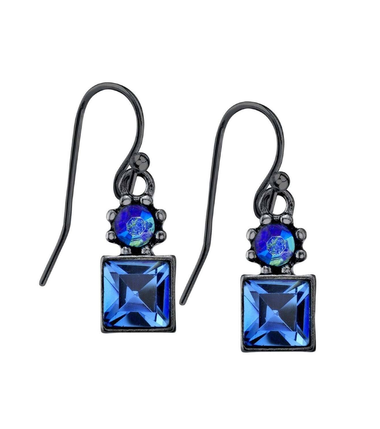 1928 Jewelry Round And Square Sparkling Crystal Drop Earrings