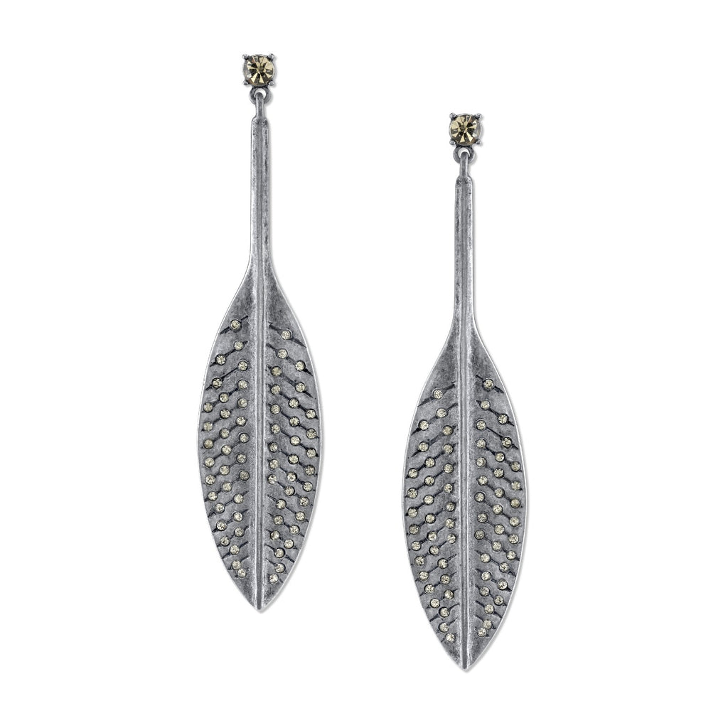 Hand Set Pave Earrings With Austrian Crystals Silver