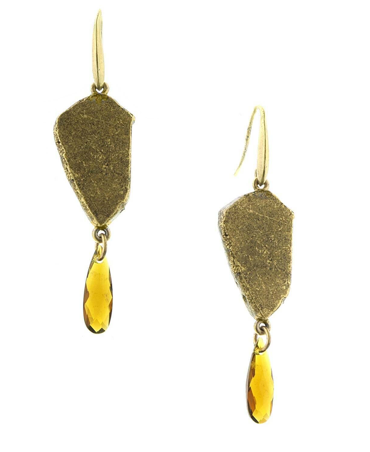 T.R.U. Hippekaya Drop Nugget With Topaz Color Briolette Earrings