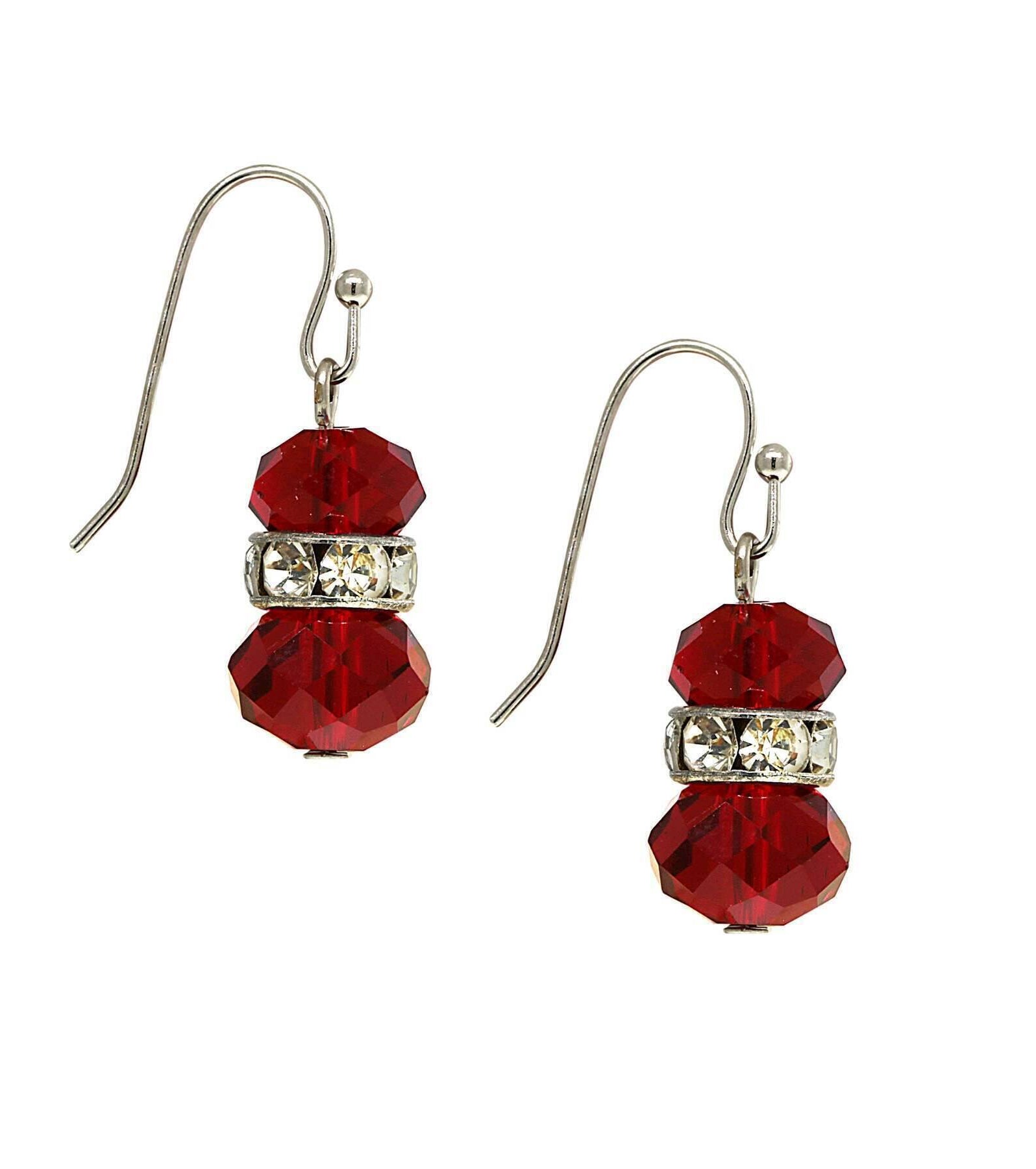 2028 Jewelry Ruby Red Crystal Accent Drop Earrings