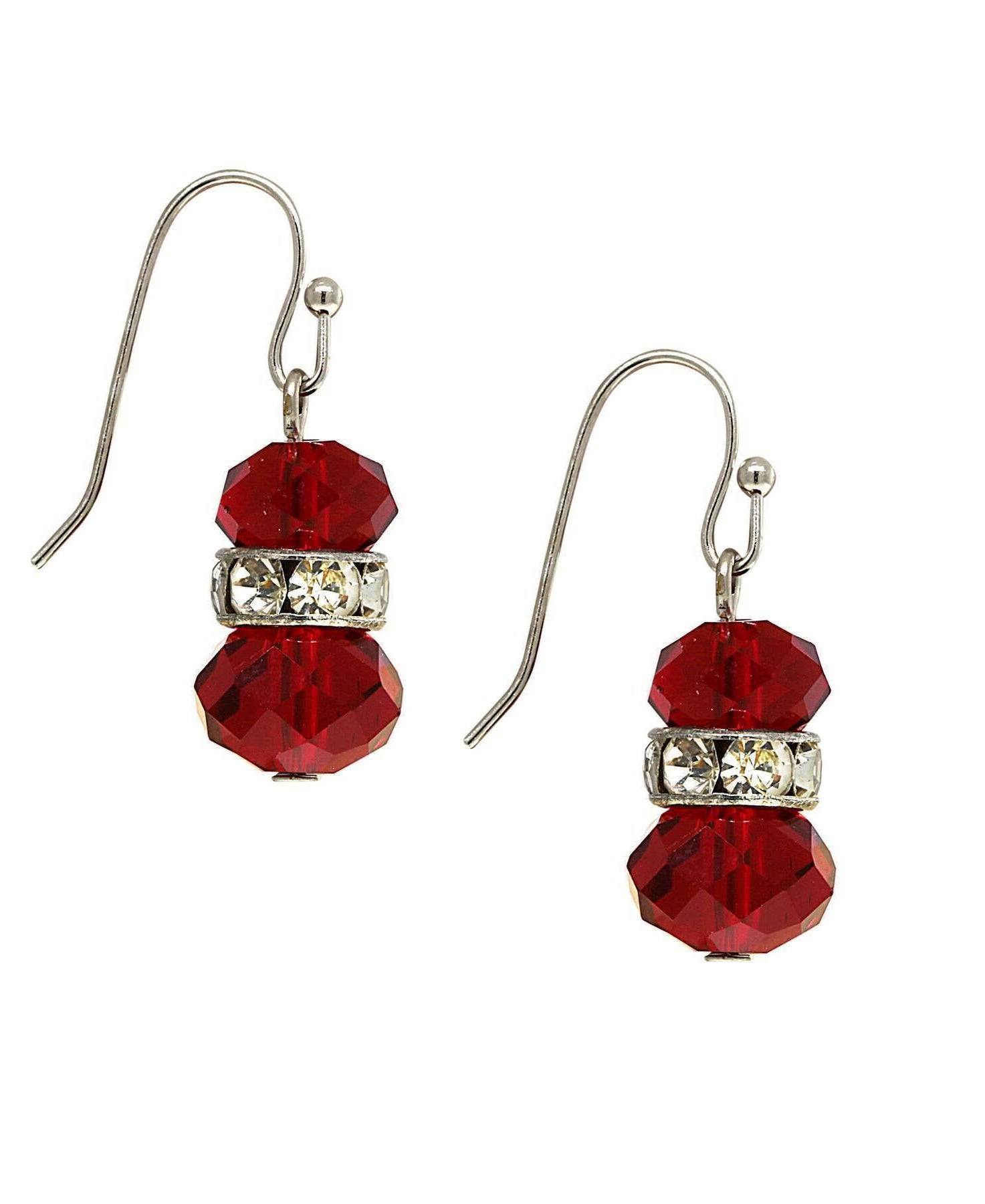 2028 Jewelry Ruby Red Crystal Accent Drop Earrings