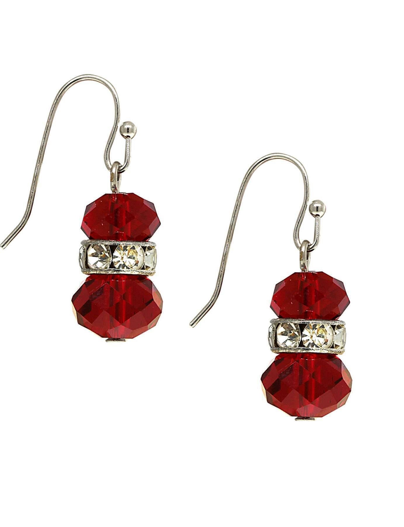 2028 Jewelry Ruby Red Crystal Accent Drop Earrings