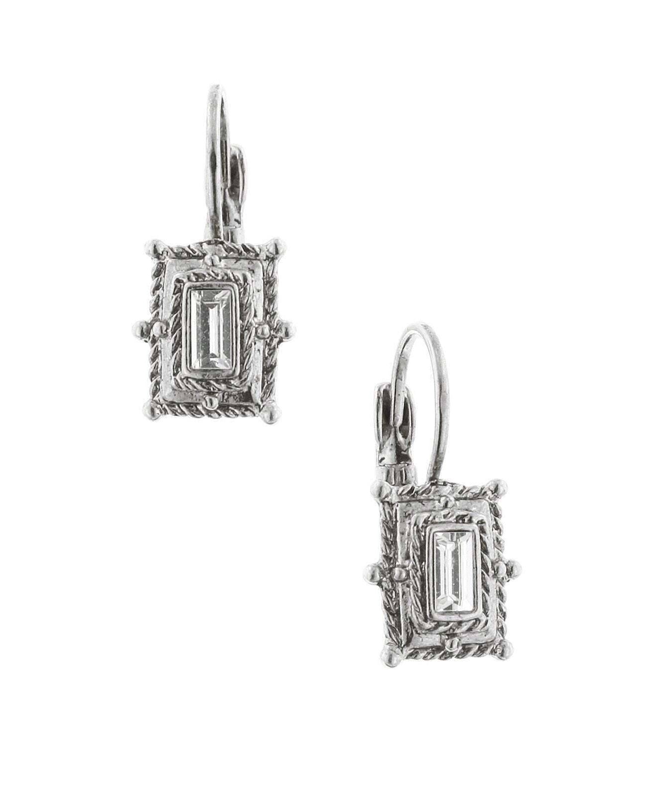1928 Jewelry Crystal Square Drop Earrings