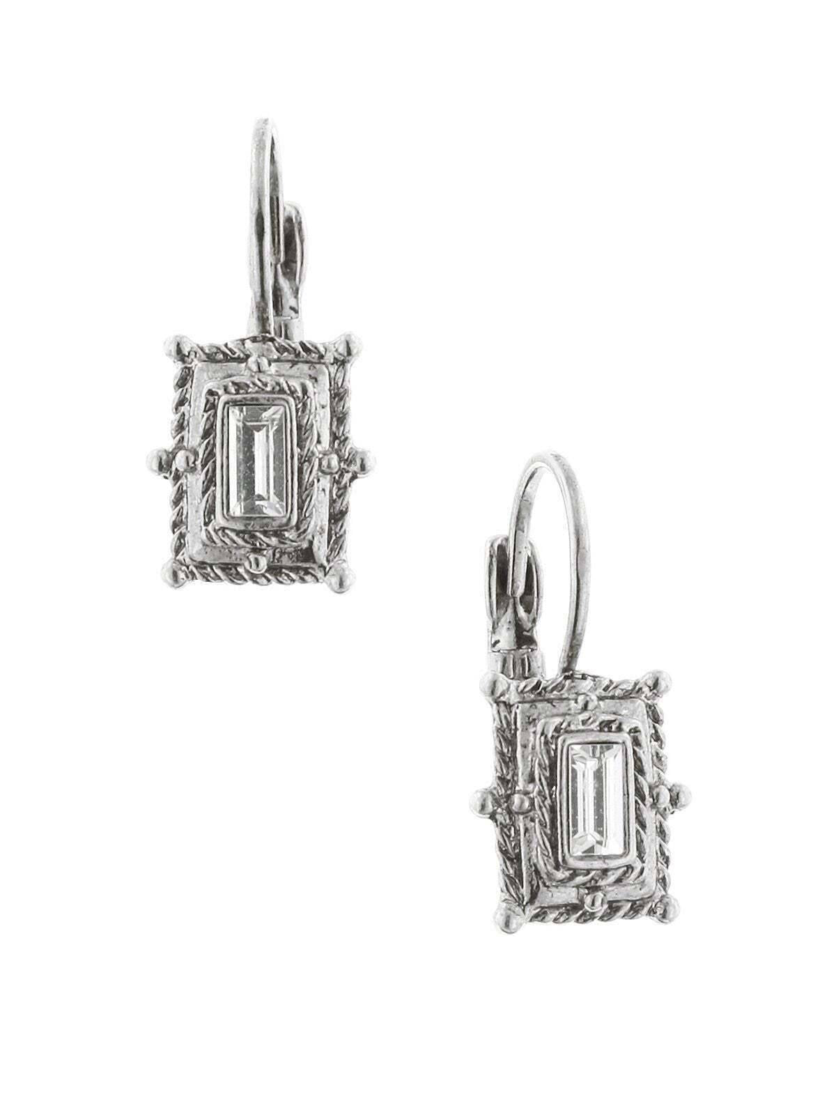 1928 Jewelry Crystal Square Drop Earrings