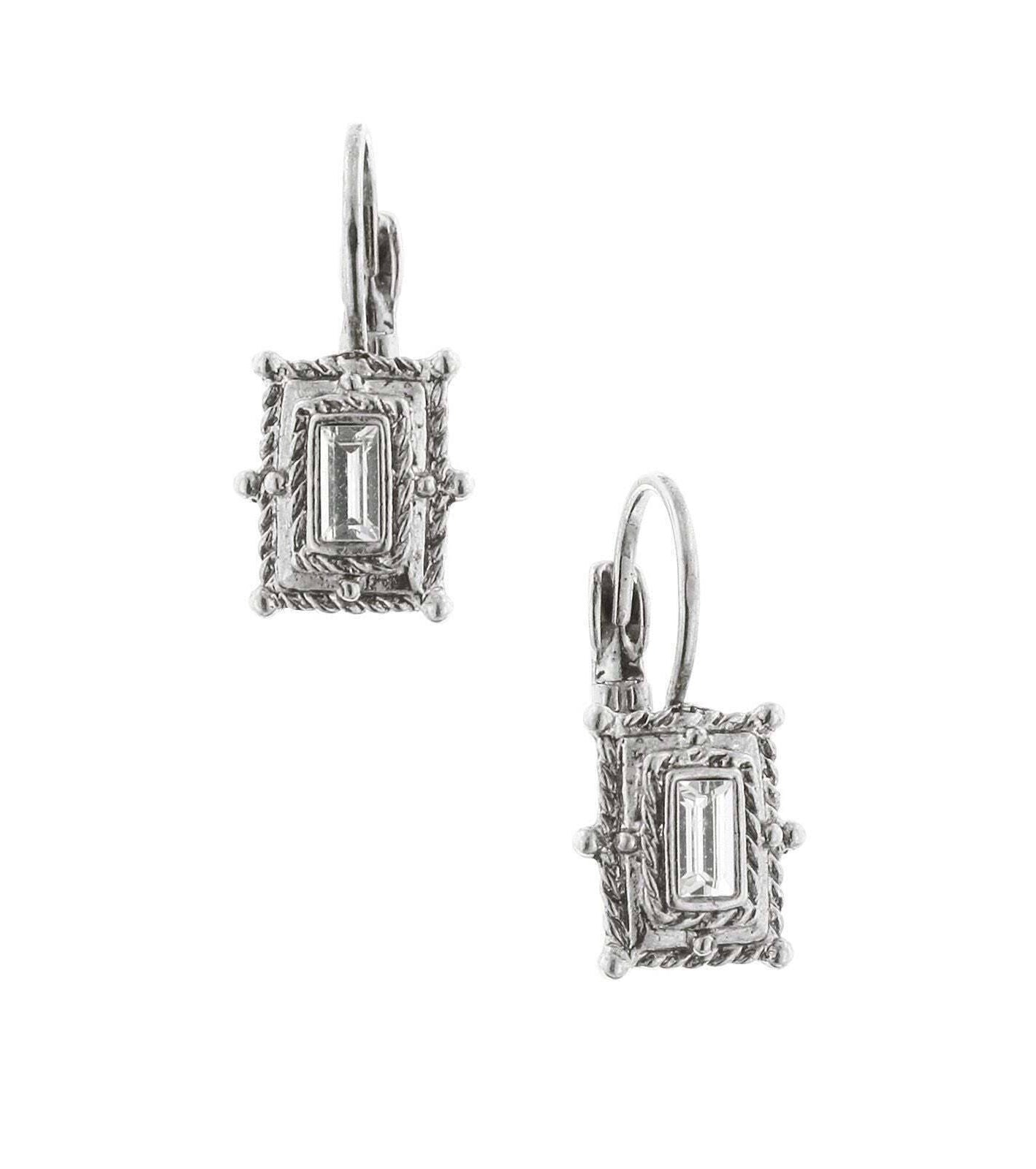 1928 Jewelry Crystal Square Drop Earrings