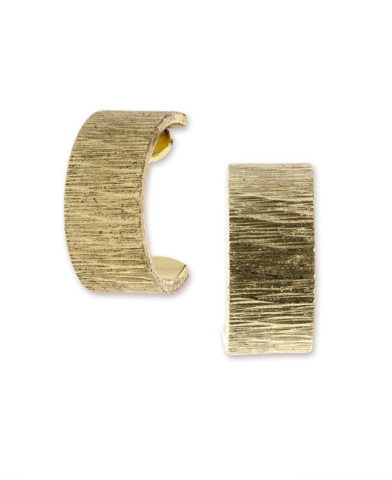 2028 Jewelry Gold Brushed Finish Half-Hoop Earrings