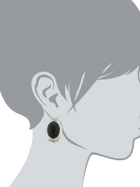Antiquities Couture Illusions Onyx And Silver Oval Drop Leverback Earrings