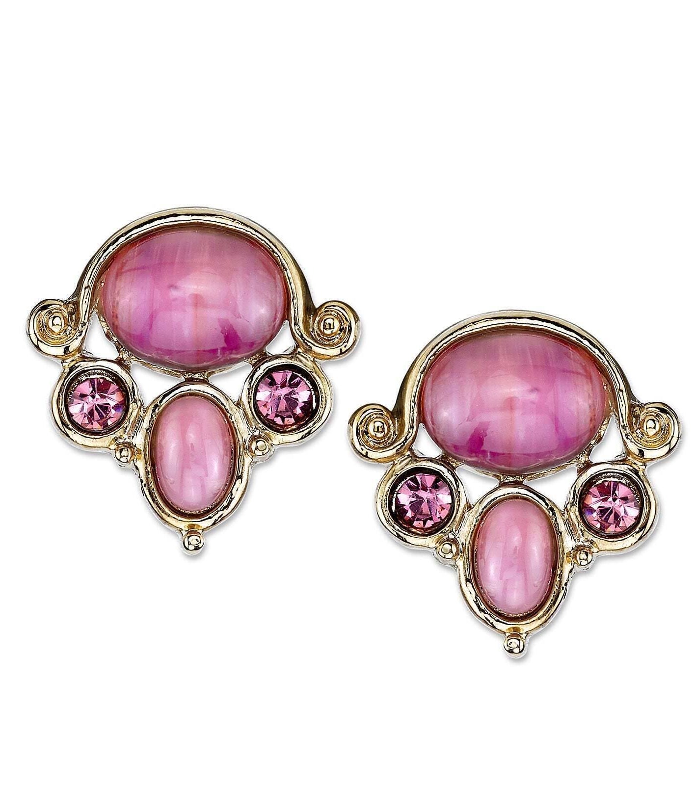 2028 Jewelry Amethyst Glass Quartz Light Amethyst Crystal Button Earrings