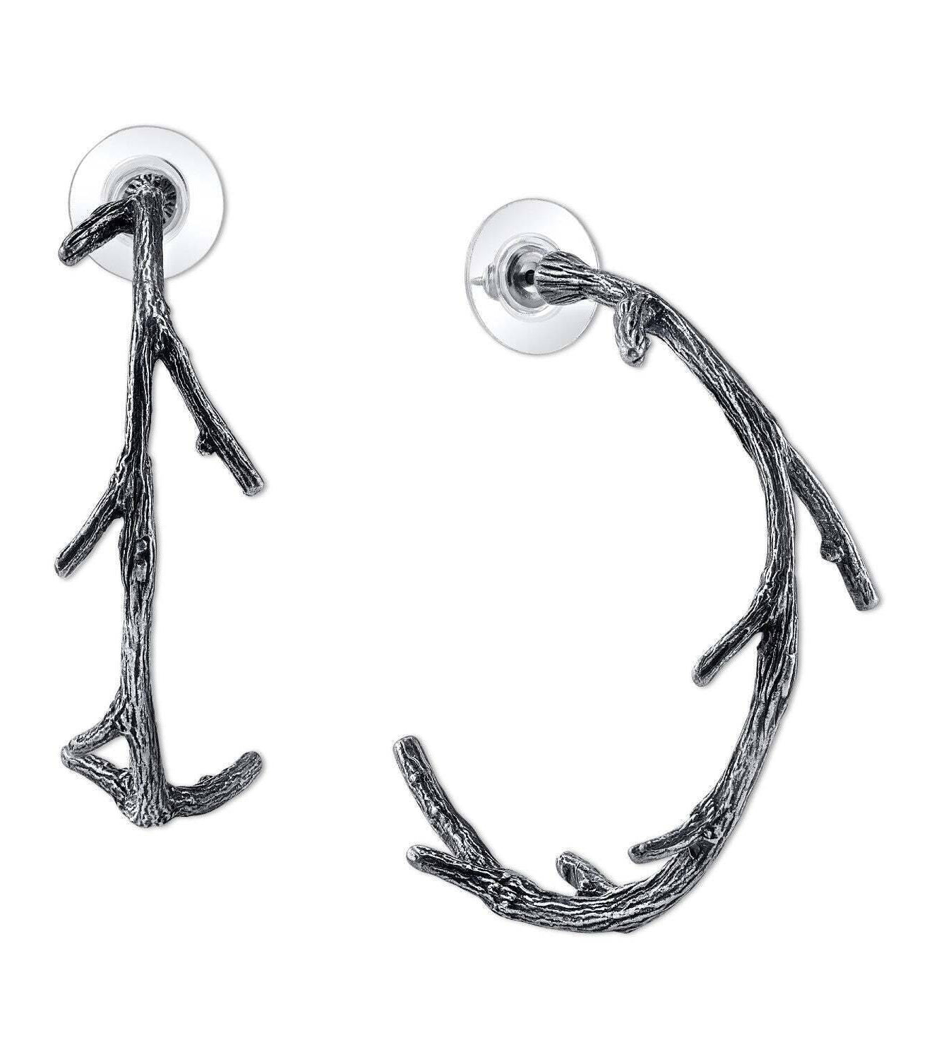T.R.U. Large Tree Branch Hoop Earrings