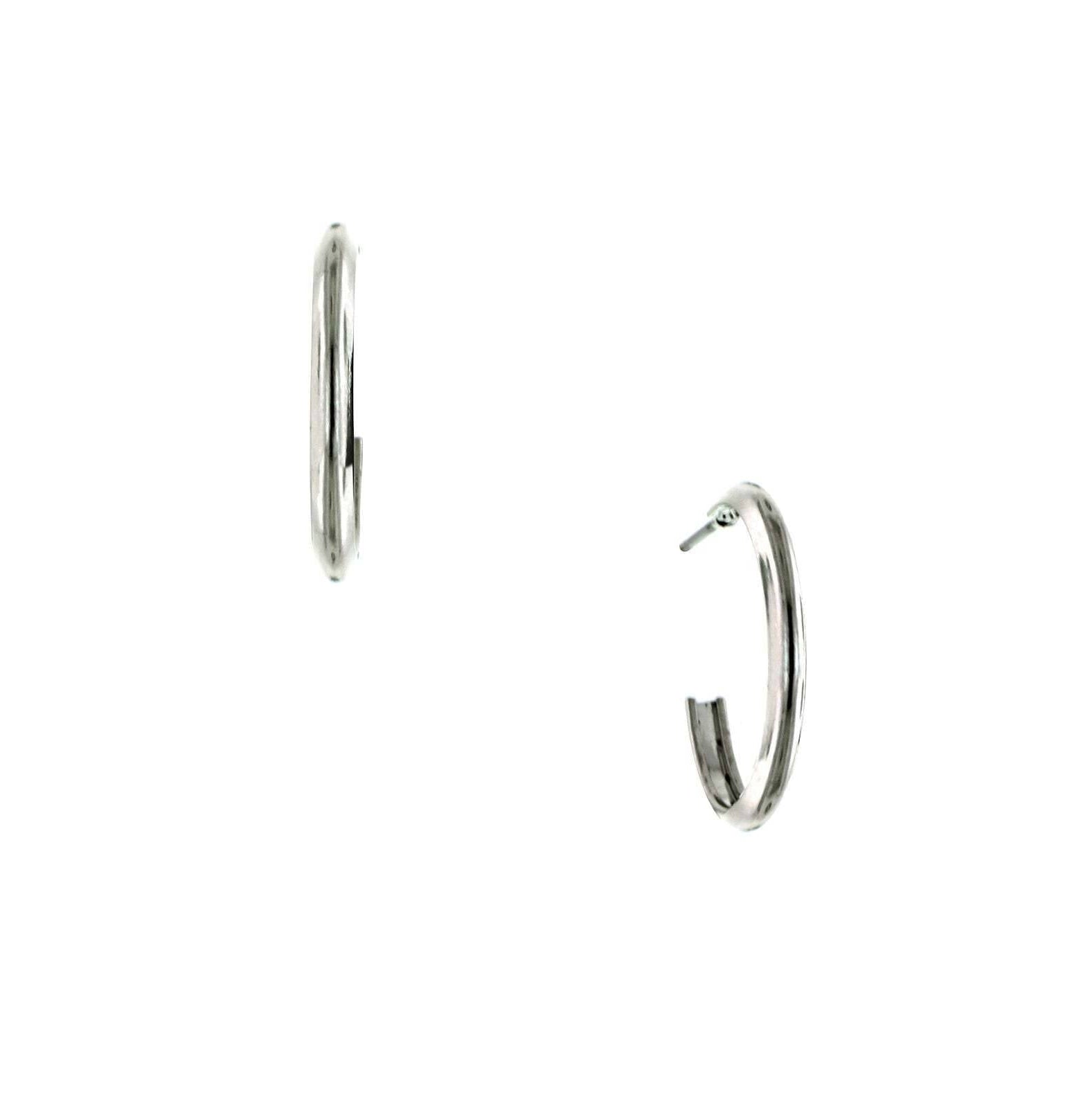 1928 Jewelry Silver Polished Classic Hoop Earrings