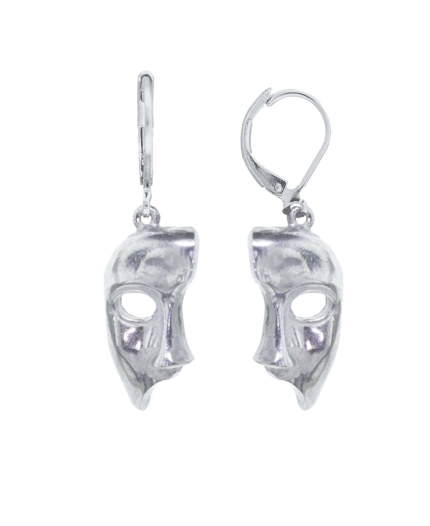 1928 Jewelry Silver Masquerade Mask Drop Earrings