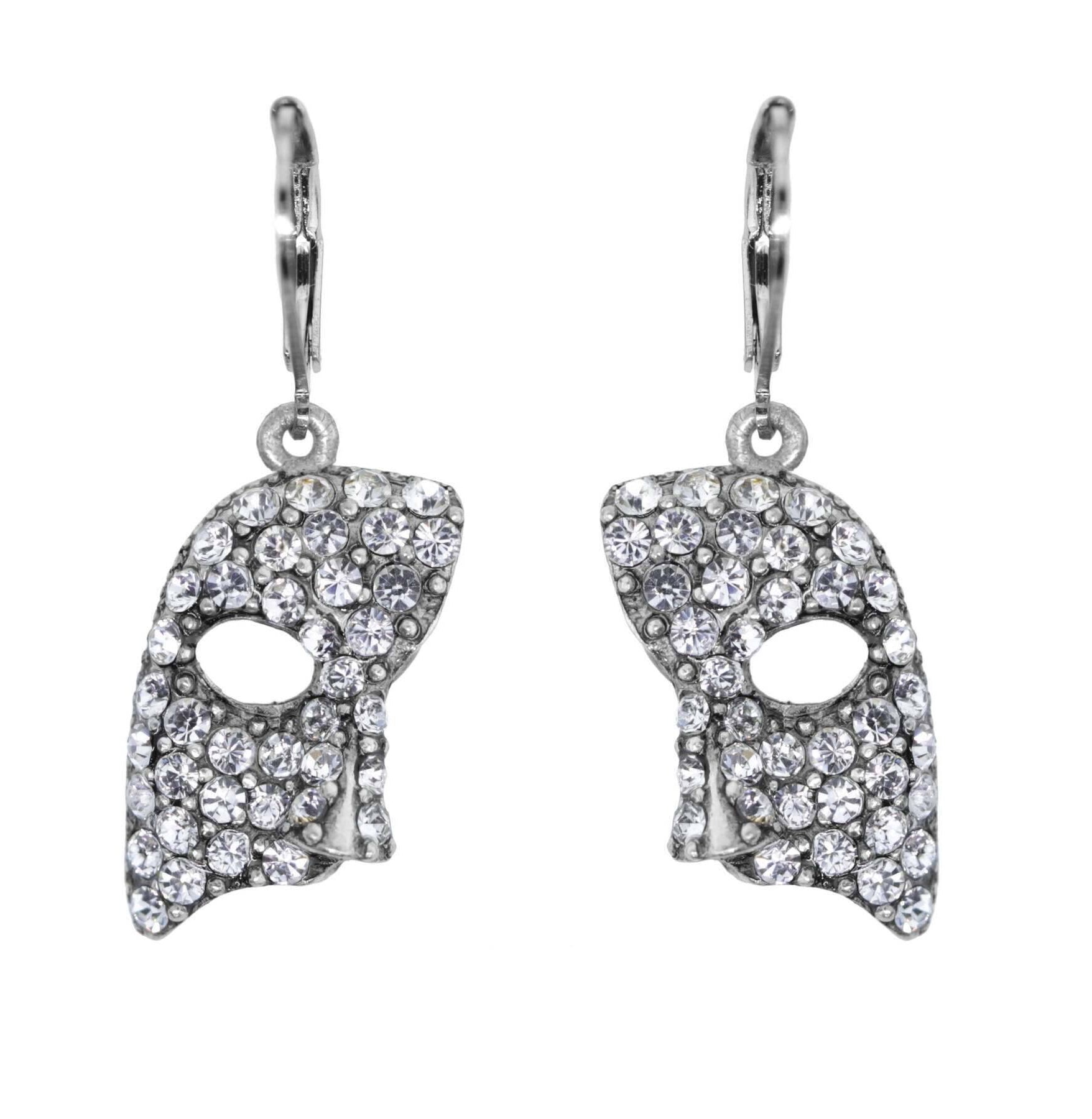 1928 Jewelry Crystal Masquerade Mask Drop Earrings