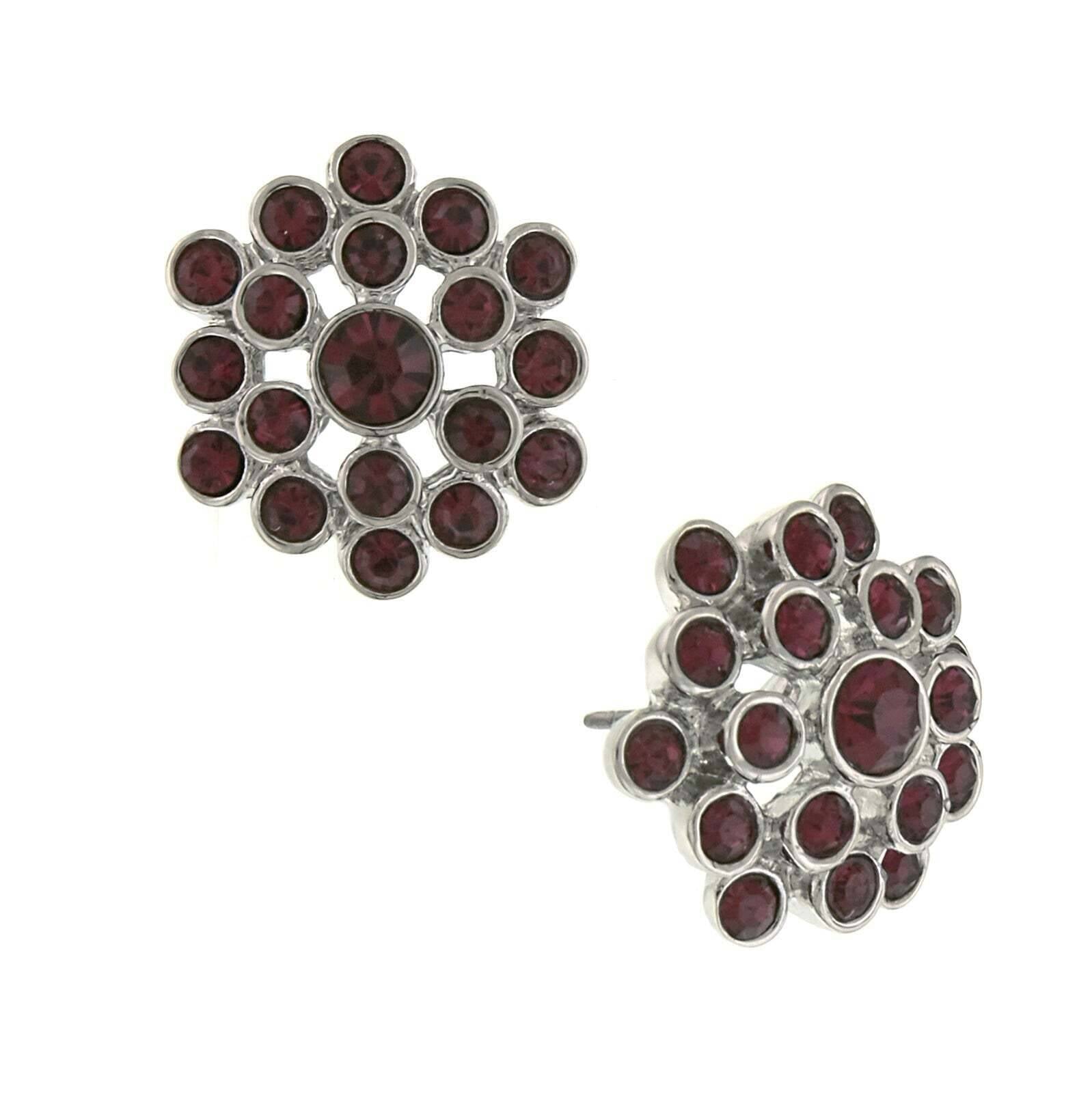 2028 Jewelry Purple Amethyst Button Earrings