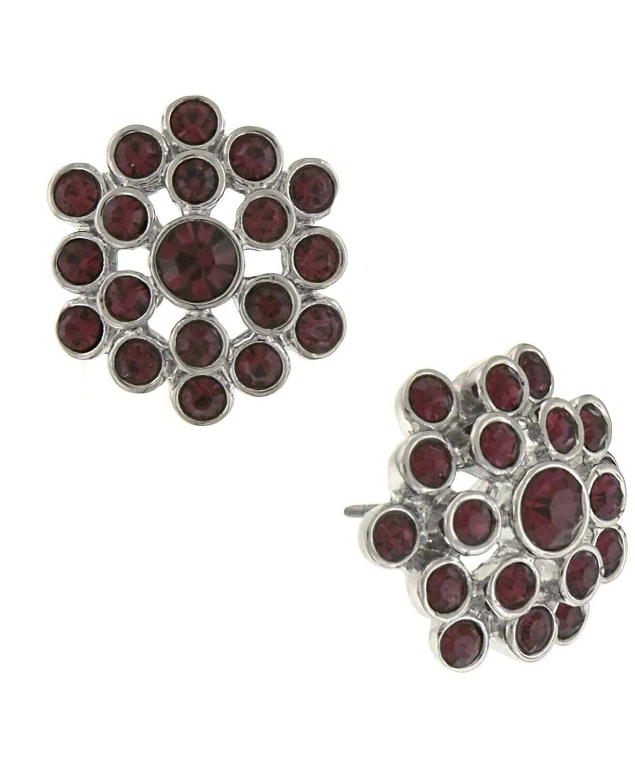 2028 Jewelry Purple Amethyst Button Earrings