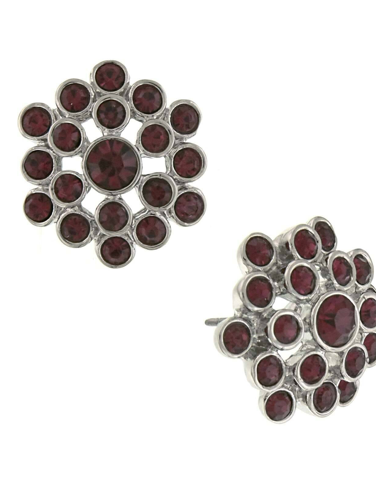 2028 Jewelry Purple Amethyst Button Earrings