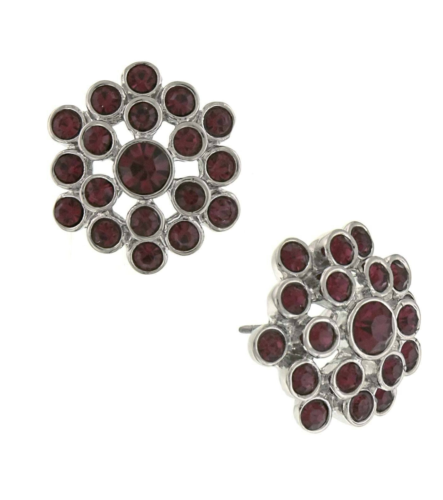 2028 Jewelry Purple Amethyst Button Earrings