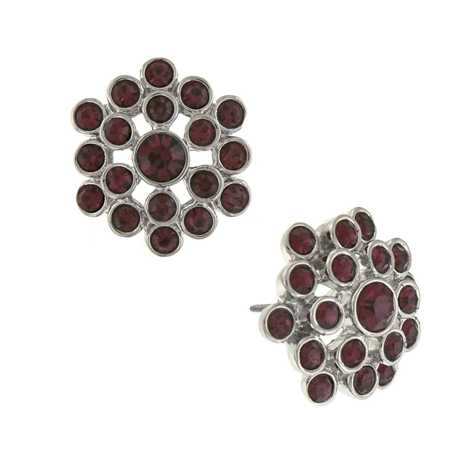 2028 Jewelry Purple Amethyst Button Earrings