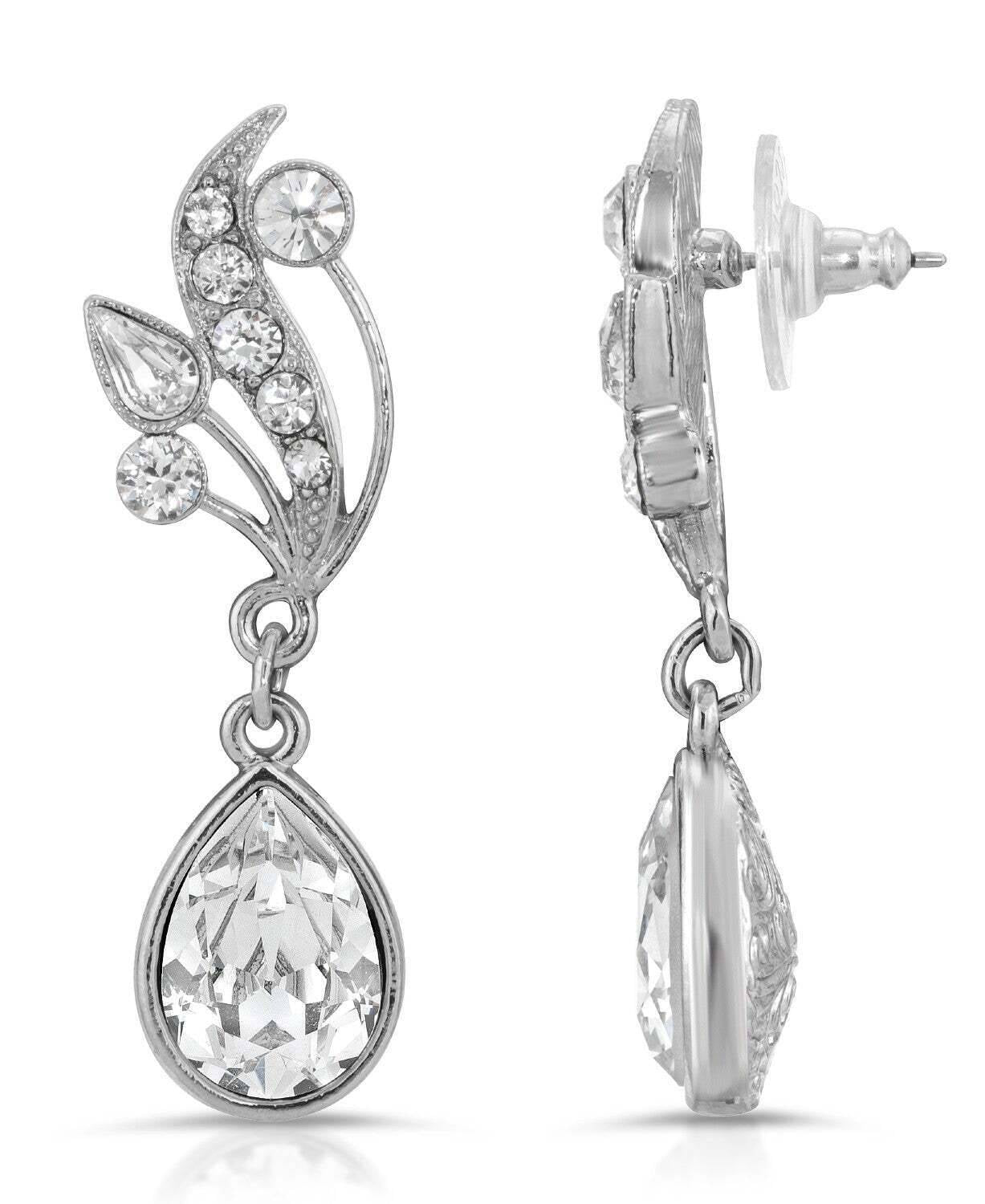 Antiquities Couture Austrian Crystal Vine Teardrop Earrings
