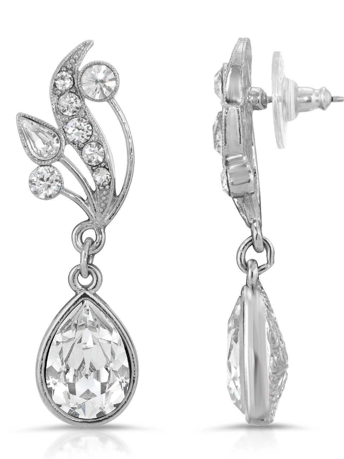 Antiquities Couture Austrian Crystal Vine Teardrop Earrings