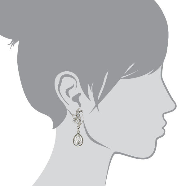 Austrian Crystal Element Vine Teardrop Earrings Silhouette 