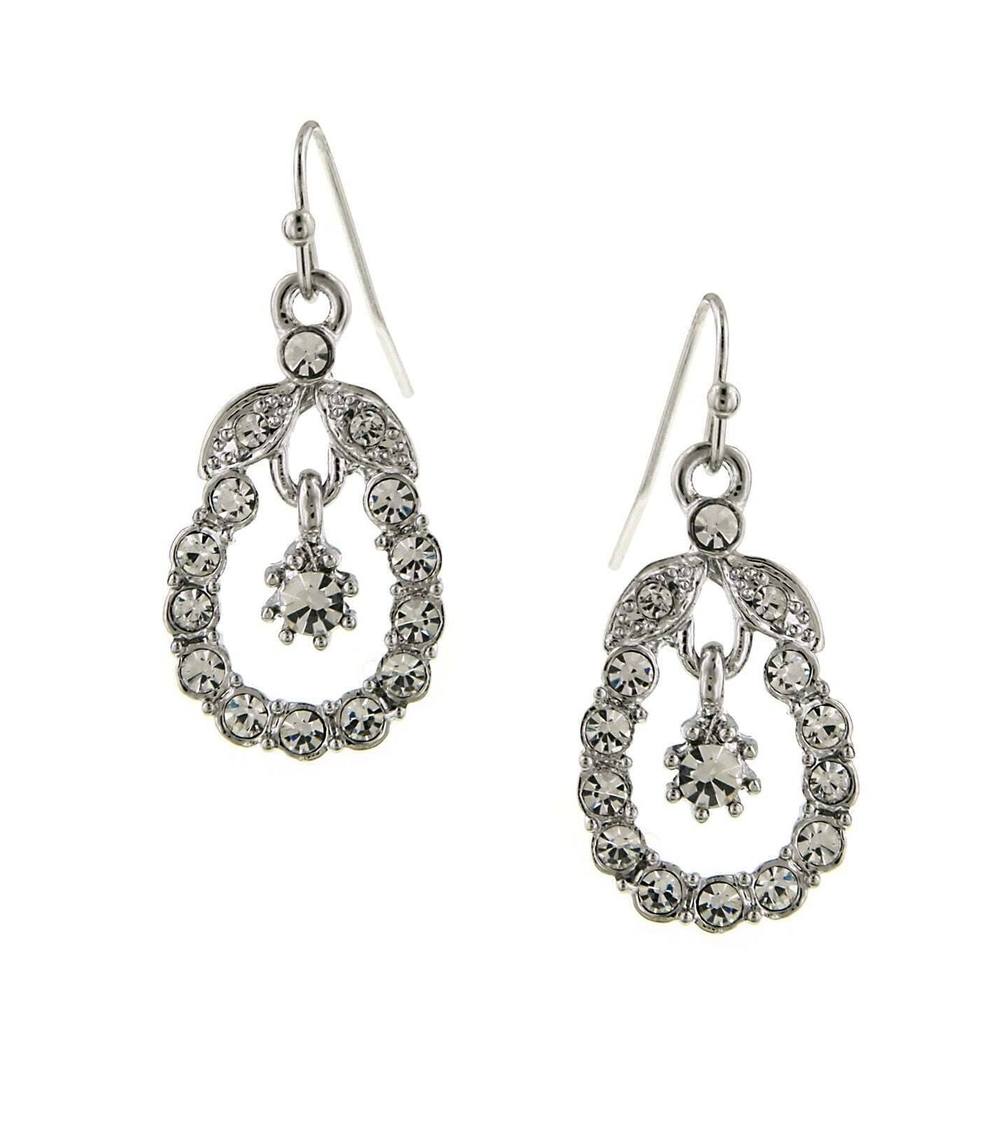 2028 Jewelry Crystal Caged Drop Earrings