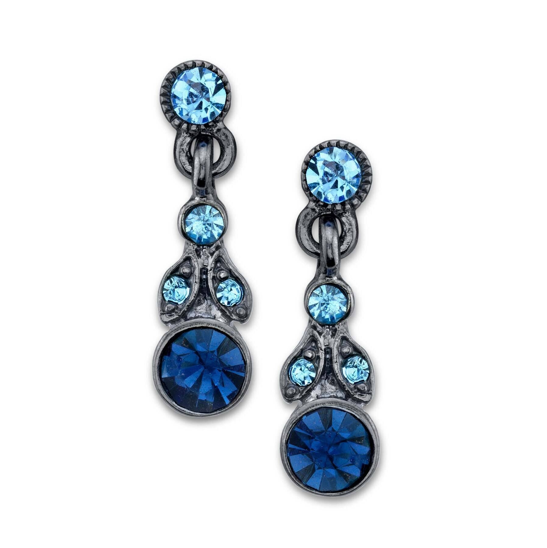 1928 Jewelry Light Sapphire & Montana Blue Euro Crystal Drop Earrings