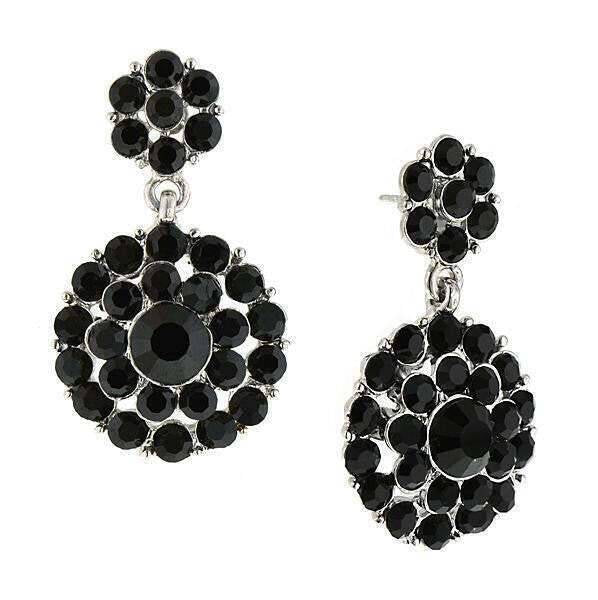 2028 Jewelry Jet Black Stone Cluster Dangle Earrings