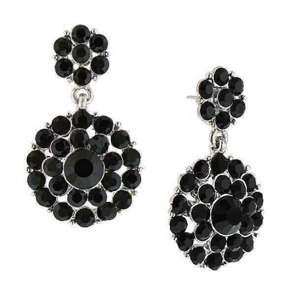 2028 Jewelry Jet Black Stone Cluster Dangle Earrings