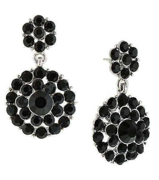 2028 Jewelry Jet Black Stone Cluster Dangle Earrings