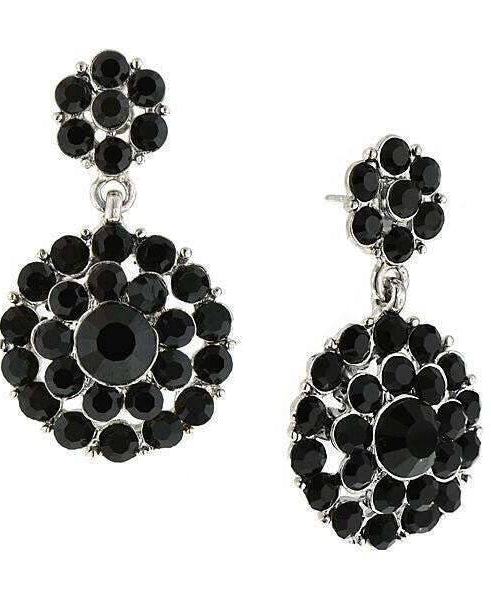 2028 Jewelry Jet Black Stone Cluster Dangle Earrings