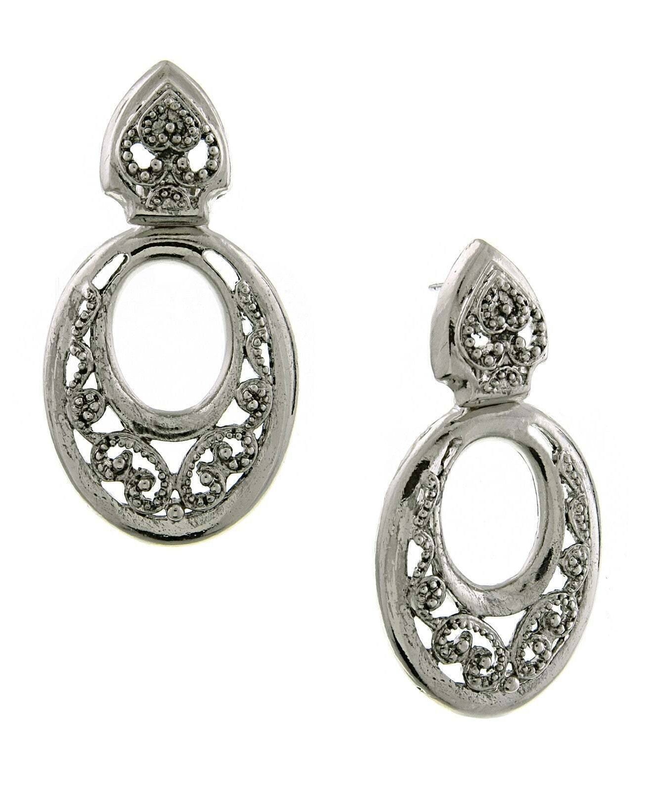 1928 Jewelry Lace Crescent Oval Post Drop Earrings